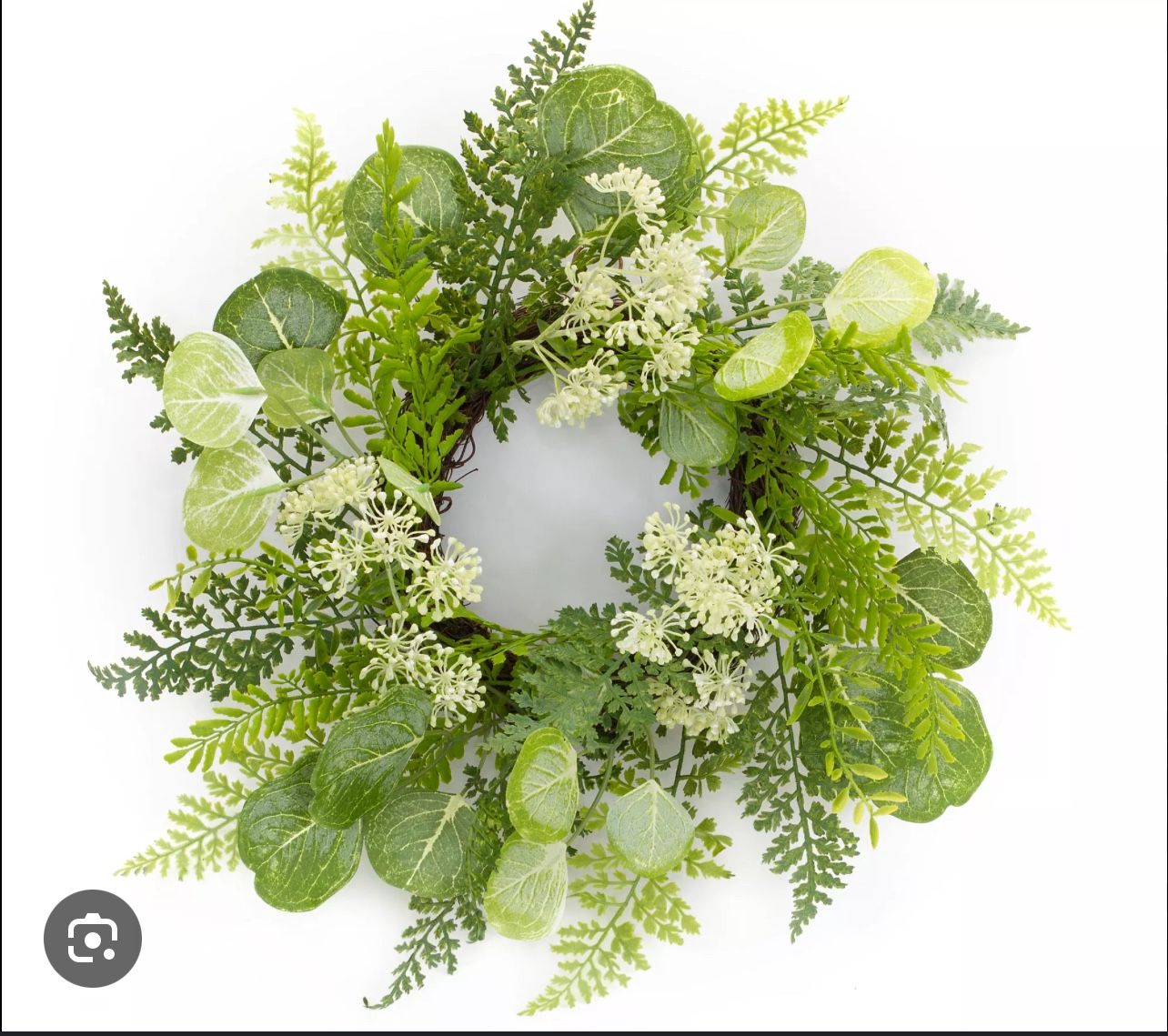 Melrose Queen Anne's Lace and Fern Floral Wreath 18"D