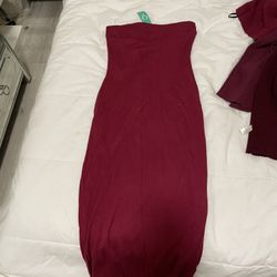 Burgundy Strapless Dress Size Small 