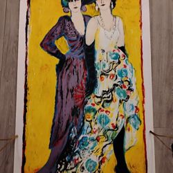 Judith Bledsoe Signed 1981 Large Limited Edition Lithograph - Two Women, Bold Colors