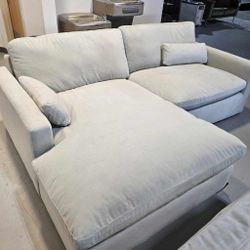 Sophie Velvet Gray/Ivory Modular Cloud Sectional Couch With Chaise /P