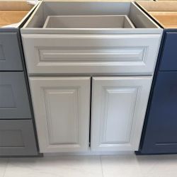 24” Light Grey Raised Panel Kitchen Base Cabinet