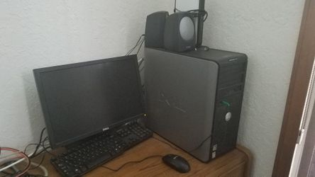 Dell desktop computer; monitor.speakers & mouse