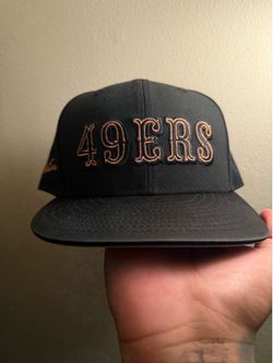 Satin black/ copper 49ers fitted hat 7 5/8