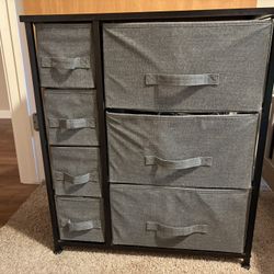 Black/Gray 7 Drawer Fabric Dresser