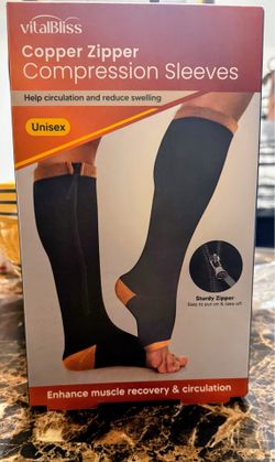 Open Toe Compression Socks Sleeves With Zipper Toeless Design