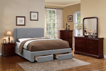 Full Size Grey Tufted Bed With Orthopedic Mattress Included