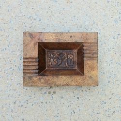 Vintage Cast Iron Gold-Color Trinket Dish/Ashtray 