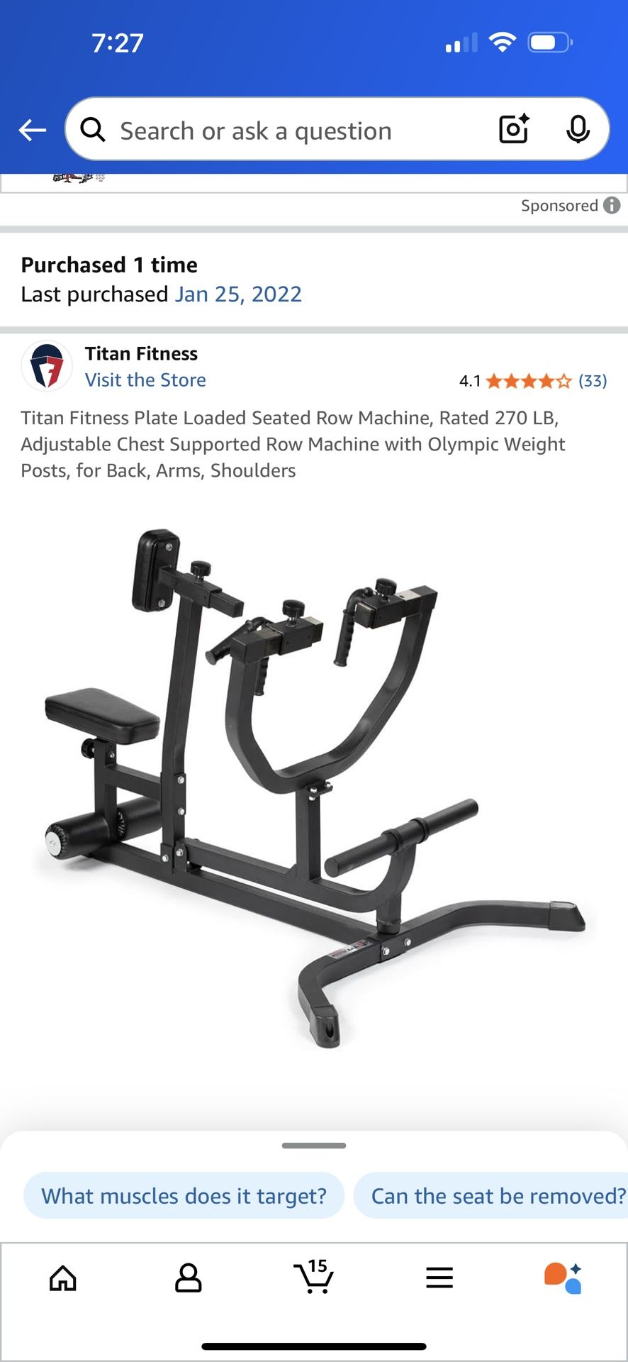 Titan fitness row/lat Machine