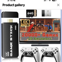 Upgraded Retro Gaming Console Stick Pro, Classic Video Games Stick with 4K HDMI