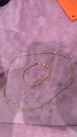 18k Gold Filled Rope Chain Necklace and Bracelet Set