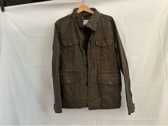 Old Navy Distressed Military Field Utility Jacket - Olive Green