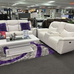 White Power Recliner Sofa & Loveseat Set (Furniture Assembly) For Sale 35% Off