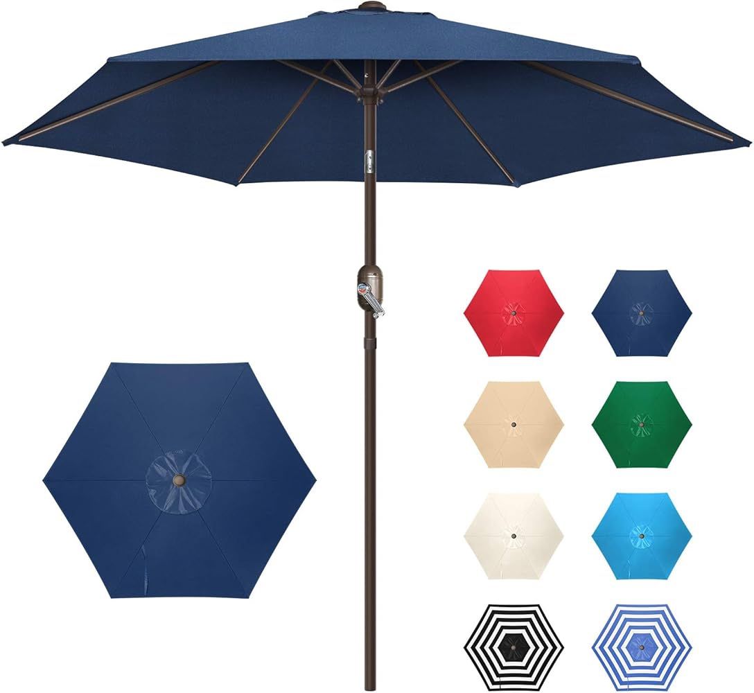 TWO 7.5Ft Patio Umbrella, UV Protect Pool Umbrella with Heavy Duty Pole,Outdoor Umbrella with Push Botton Tilt & Crank