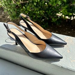 Rilista Women’s Sling back Kitten Heels | Black Heels