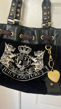 Juicy couture black velvet tote bag used
