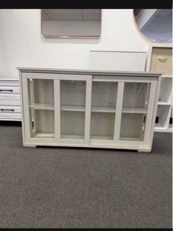 MOVING SALE Now only $50! assembled 42" Wooden Buffet Storage Cabinet w/ Glass Sliding Door Adjustable Shelves Console Table