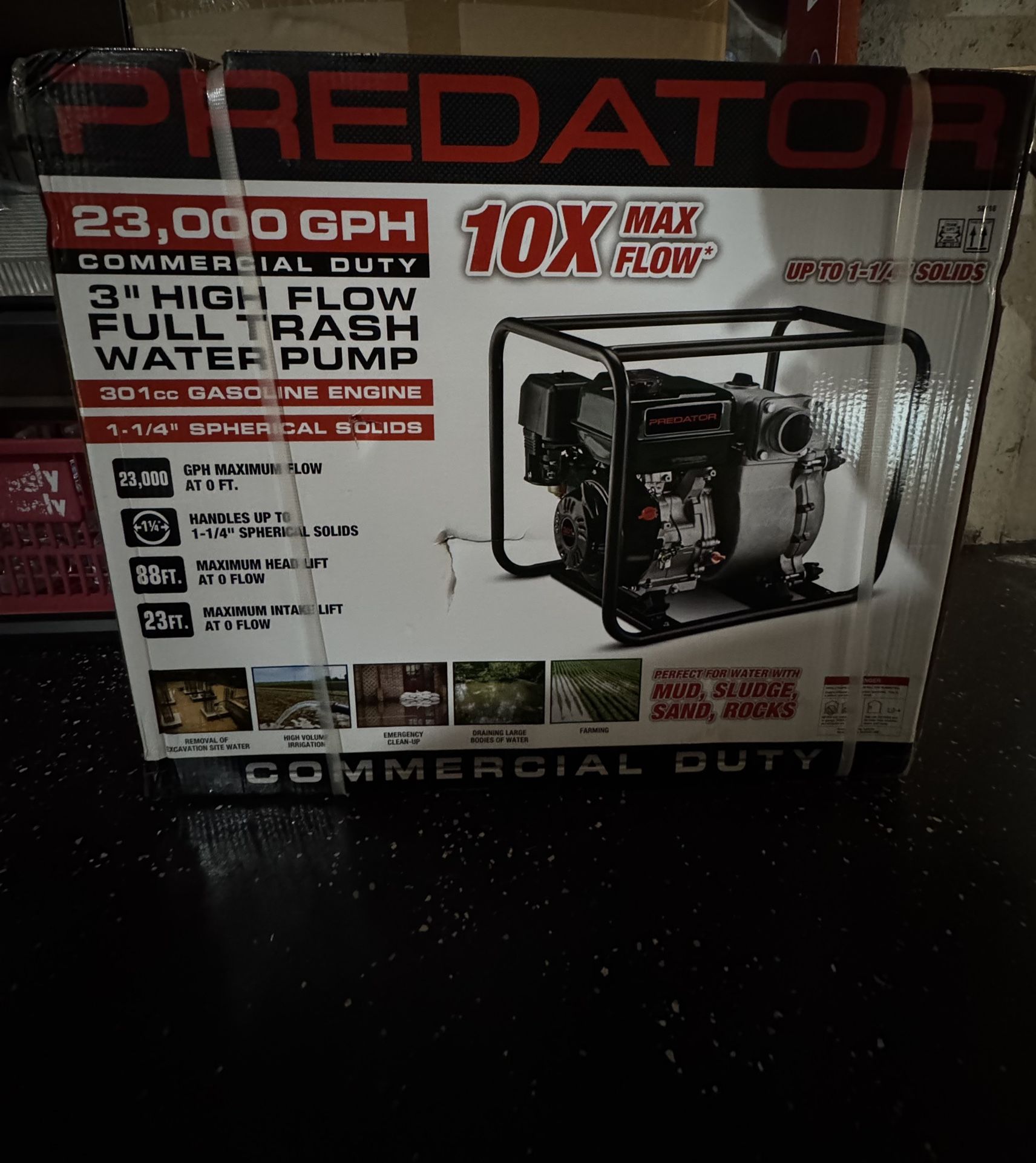 predator 23,000 gph commercial duty 3" high flow full trash water pump
