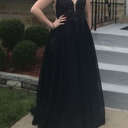 Navy Blue Prom Dress (12-14)