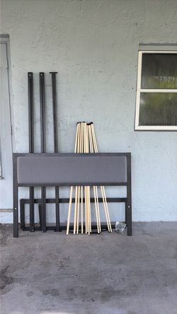 Full Size Metal Bed Frame with Upholstered Headboard