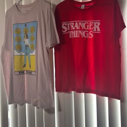 Stranger Things t shirts size xl and red is Lg