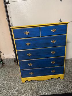 Blue yellow dresser
