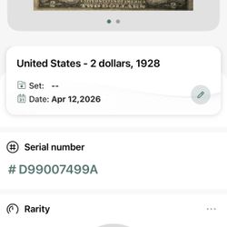 Rare 1928 United States $2 Bill 