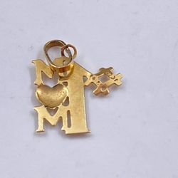 14k Solid Gold #1 Mom Charm Pendant for Necklace for Mother’s Day