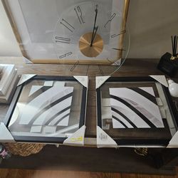 Clock and 2 wall art