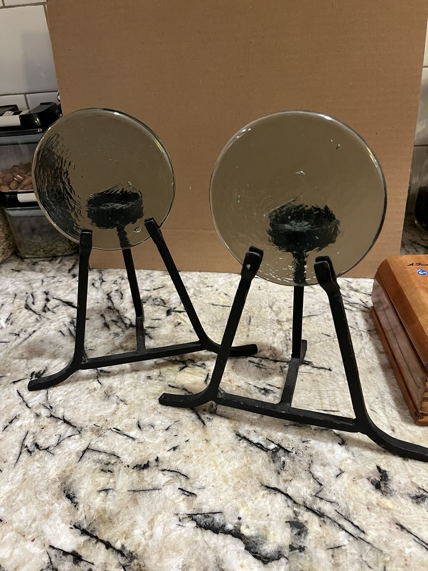 Pair Of Tea Light Candle Holders With Glass Diffusers