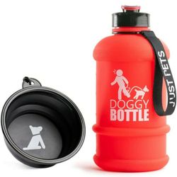 Large Water Bottle for Dogs on the go with Collapsible Dog Bowl, Dog Travelling