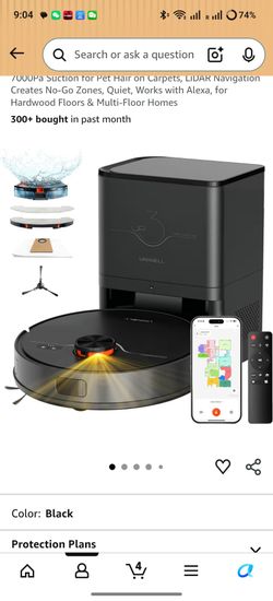 Robot Vacuum and Mop with Self-Emptying Station, 7000Pa Suction for Pet Hair on Carpets, LiDAR Navigation Creates No-Go Zones, Quiet, Works with Alexa