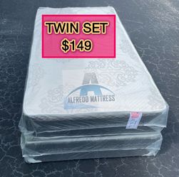 NEW TWIN SIZE 38x75” MATTRESS AND BOX SPRING-2pcs