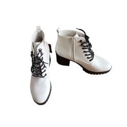 SEVEN7 NWT White Lace Up Boots