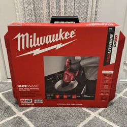 Milwaukee 12 Volt Lithium Cordless Drain Cleaning Airsnake Air Kit 2.0 Ah Battery, Toilet Attachments