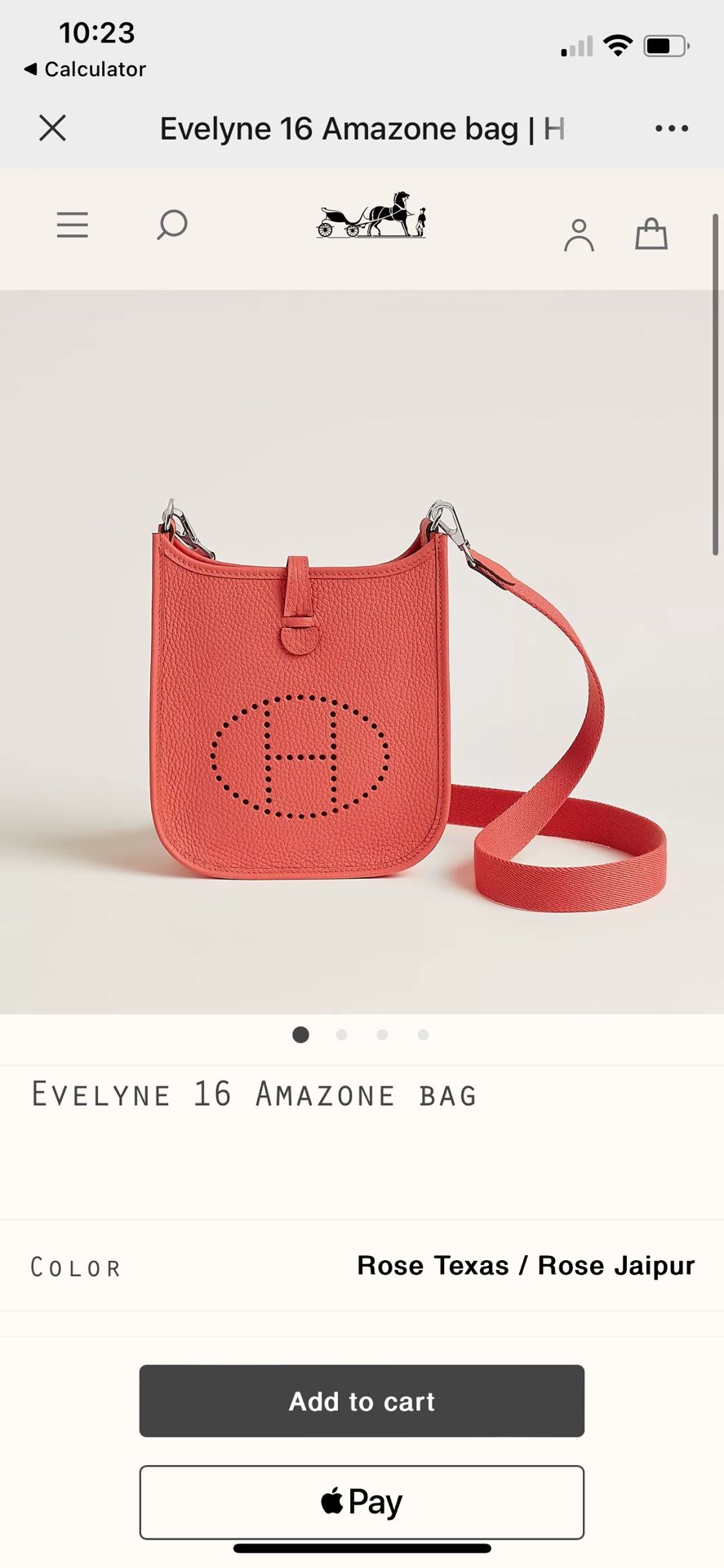 Brand New Hermes Evelyne 16 Rose Texas