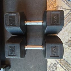 75lb Rubber Hex Dumbbells--