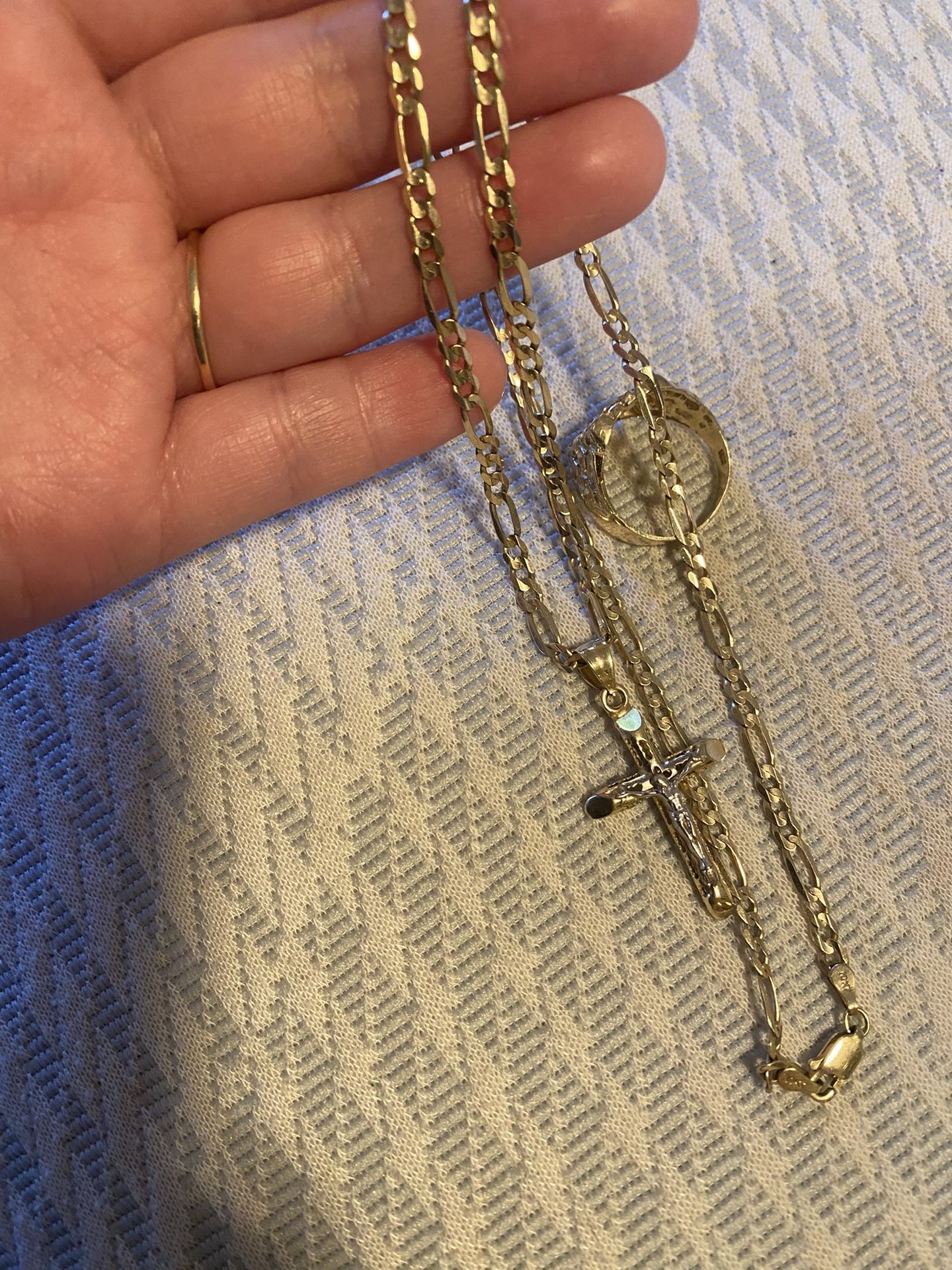 Gold Chain And Nugget Ring