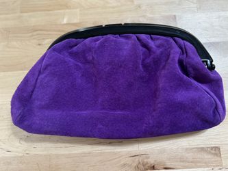 VTG 80s Fashion Imports Italy Purple  Leather Clutch Clasp