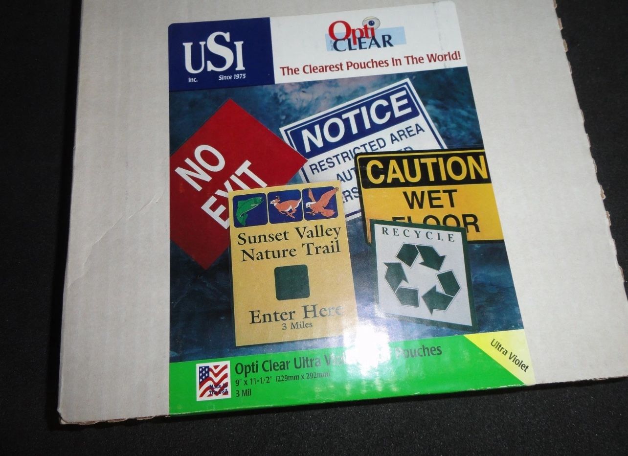 Opti Clear ULTRA VIOLET Thermal Laminating Pouches 3 Mil 9" x 11.5" 50 Pouches