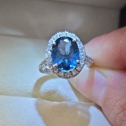 Platinim London Blue Topaz Ring - Nearly 4 Ct
