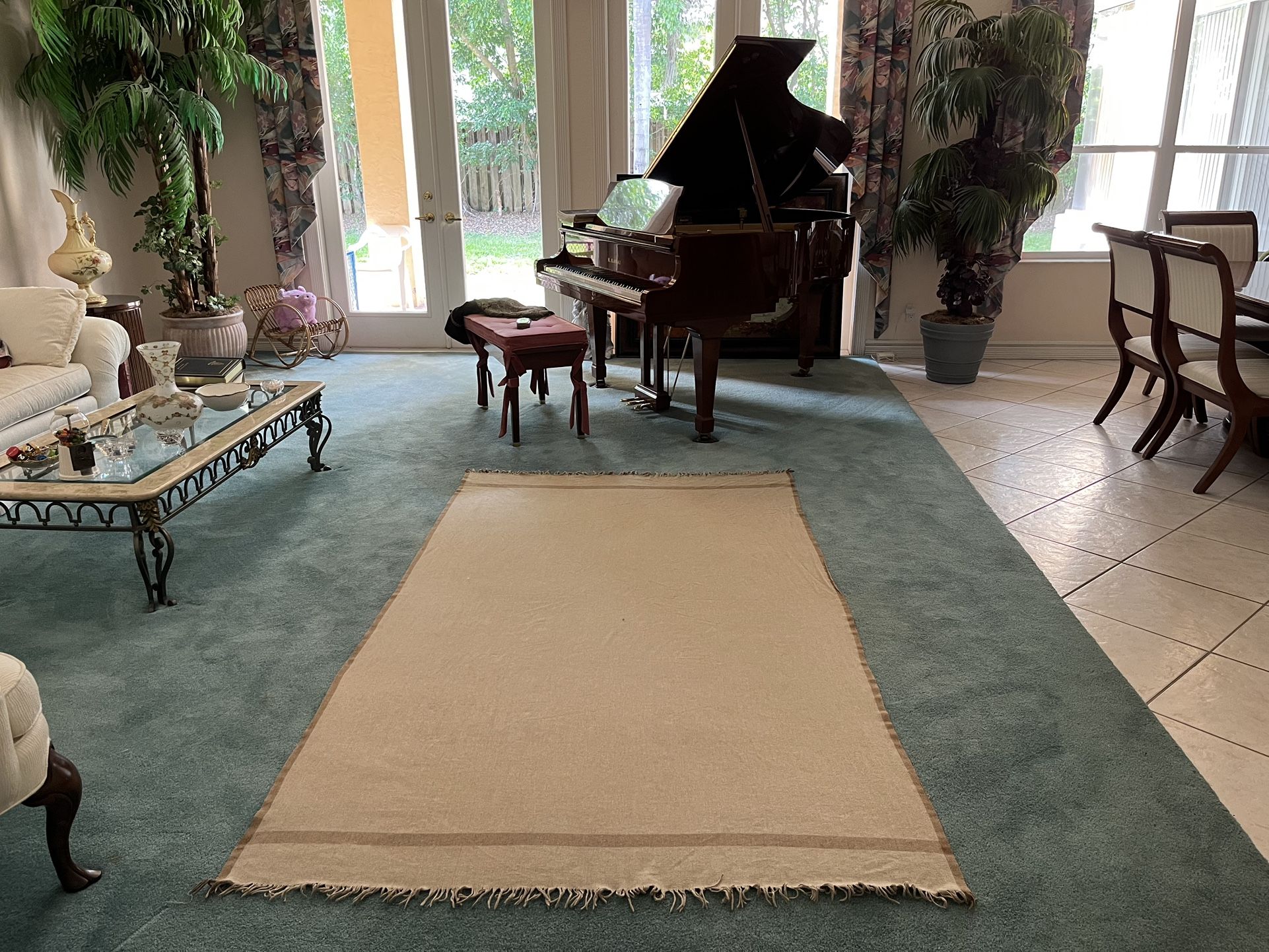 Extra large Pashmina Style Shawl Travel Scarf Wrap Blanket Throw or Tablecloth with Handmade Fringe