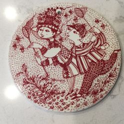 Vintage Winblad Ceramic Tile Plaque August Mid Century Modern Retro Denmark