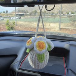 Bouquet of Flowers Pot Handmade Crochet Cute Gift Amigurumi Car Decoration