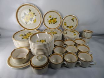 Vintage Mikasa Stone Manor Melissa 60 Pc Dinnerware Plates Bowl Cup Lot F5811 F5800
