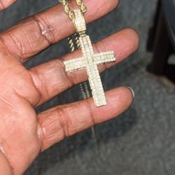 Diamond baguette Cross Pendant