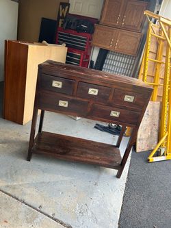 Dark Wood Console Table with Drawers