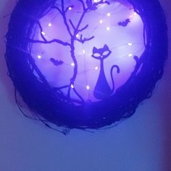 Black Cat Wreath For Halloween