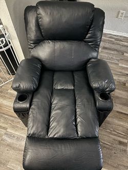 Black faux leather recline chair