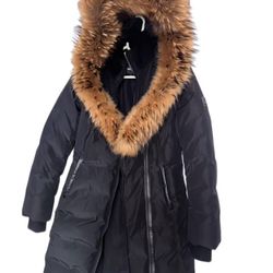 Mackage Kay-C Down Coat – Black, Small– Coyote Fur Trim, Women’s Winter Jacket