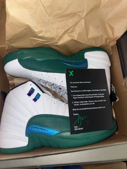 Air Jordan 12 Retro White Green Sneakers